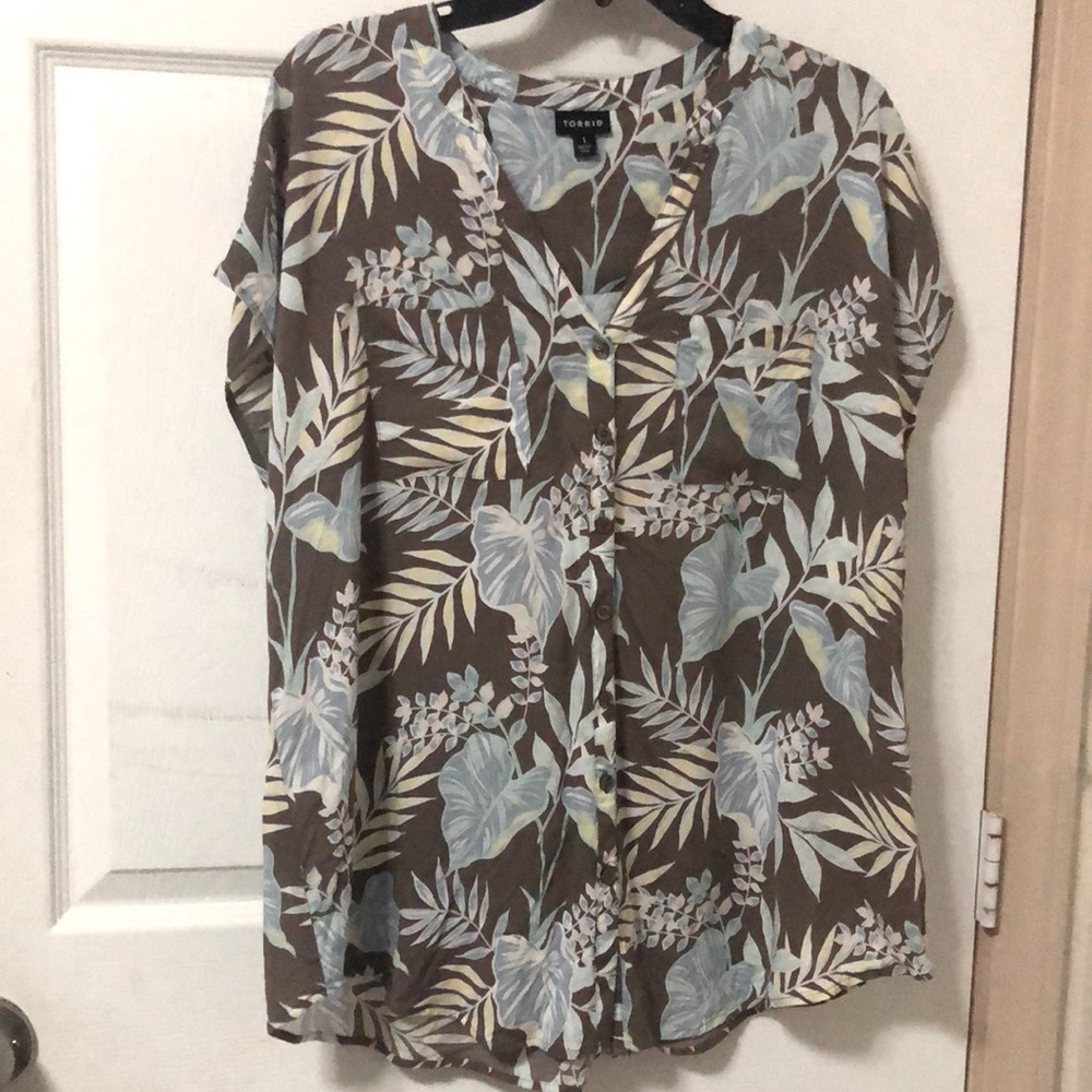 Torrid - Dark Taupe Floral Chalis - Size 1